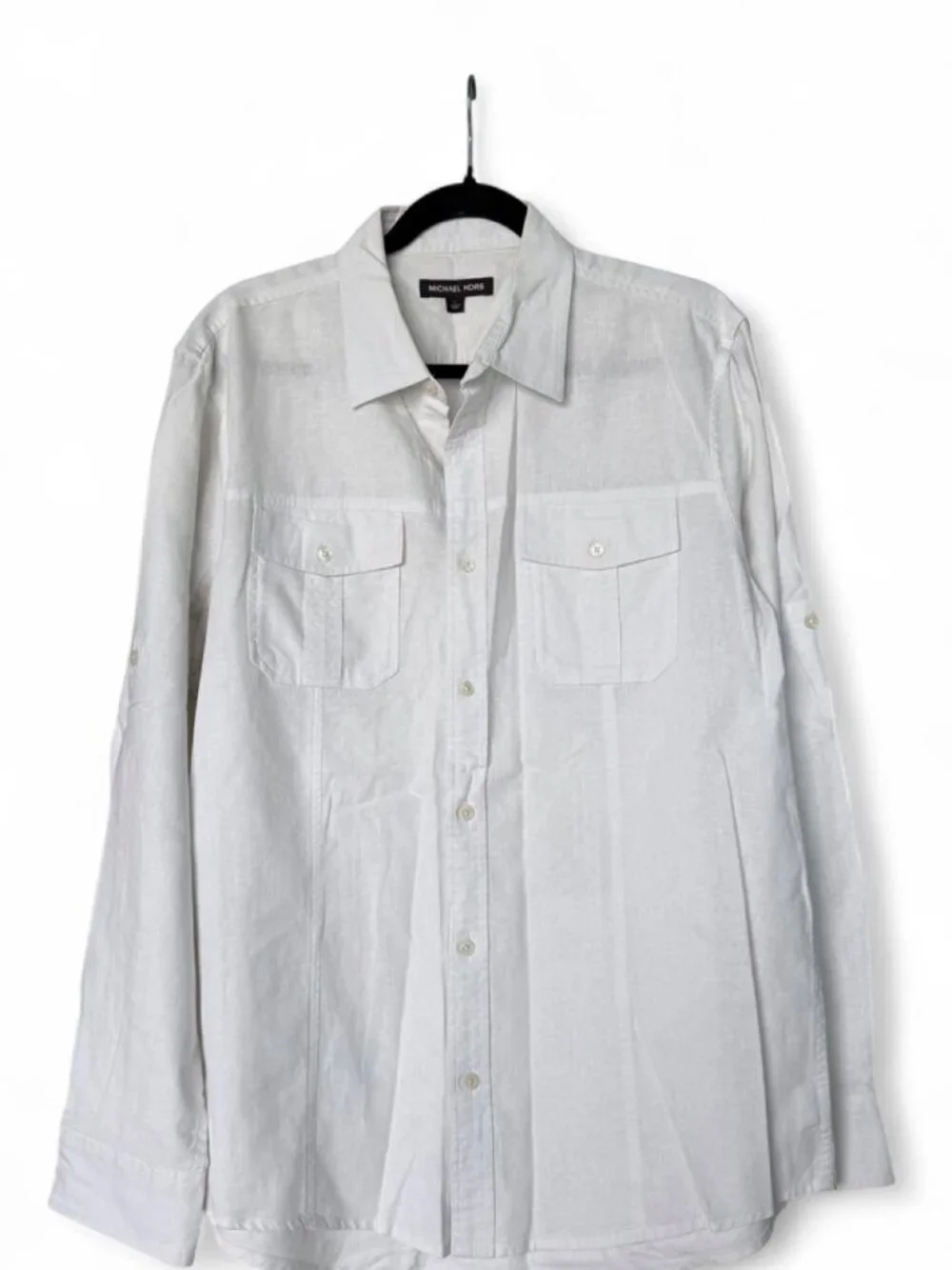 Michael Kors Women's White Linen Button Down Shirt